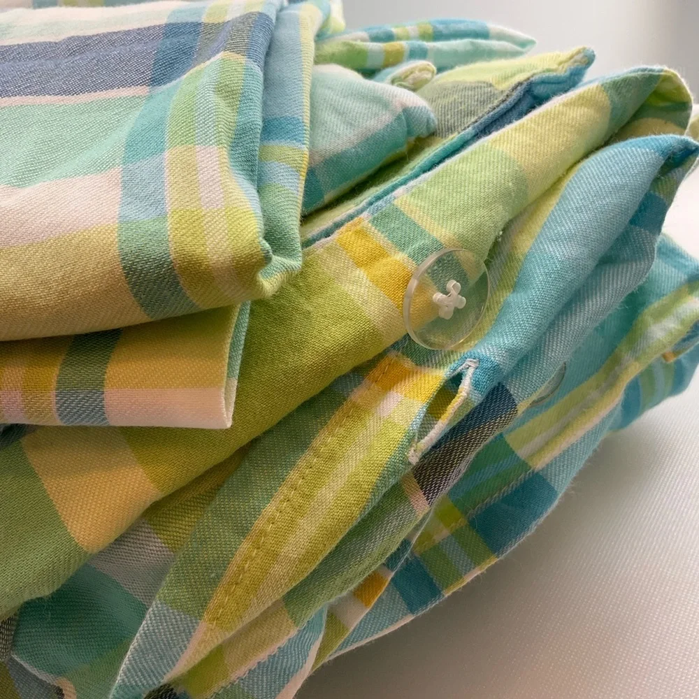 POTTERY BARN Teen Twin Duvet Set Sham Pillowcase Lamberts Cove Cotton Plaid - Picture 3 of 6